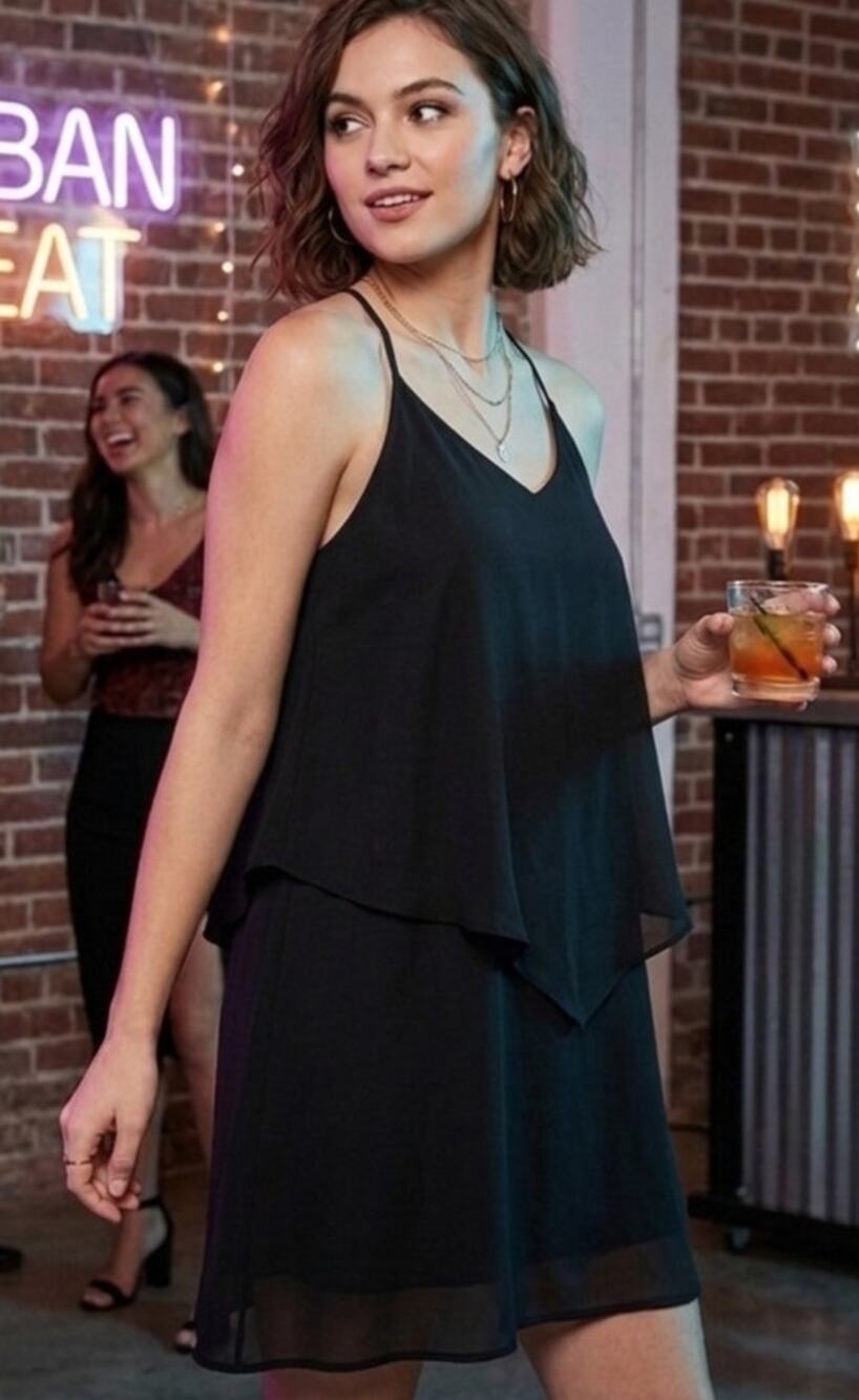 Guess semi sheer layered black mini dress/LBD